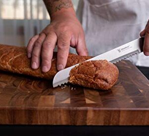 HUMBEE Chef 8 Inch, Serrated Bread Knife, Black