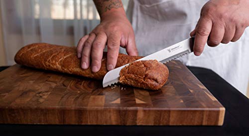 HUMBEE Chef 8 Inch, Serrated Bread Knife, Black