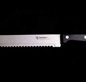 HUMBEE Chef 8 Inch, Serrated Bread Knife, Black