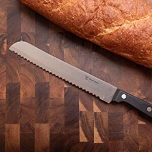 HUMBEE Chef 8 Inch, Serrated Bread Knife, Black