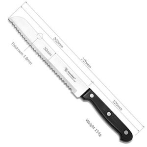 HUMBEE Chef 8 Inch, Serrated Bread Knife, Black