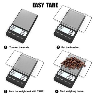 Weightman Espresso Scale with Timer 1000g x 0.1g Small & Thin Travel Coffee Scale, Mini Digital Scale Grams and Ounces with Large Backlit LCD Stainless Steel Pocket Food Scale Drip Tray Pulling Scale