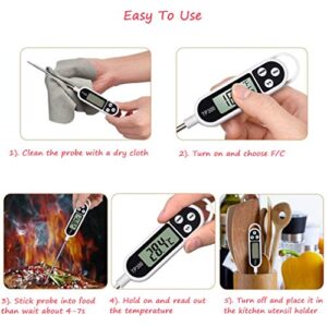 Meat Food Candy Thermometer, Probe Instant Read Thermometer, Digital Cooking Kitchen BBQ Grill Thermometer with Long Probe for Liquids Pork Milk Yogurt Deep Fry Roast Baking Temperature