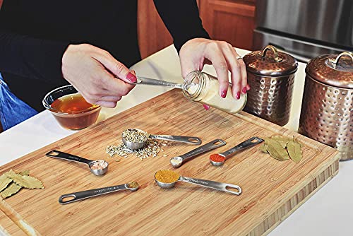 Stainless Steel Measuring Cups and Spoons Set of 16-7 Cup & 7 Spoon + Conversion Chart & Leveler - Kitchen Measuring Spoons and Cups - Dry Measure Cups Stainless Steel & Baking Metal Measuring Cups