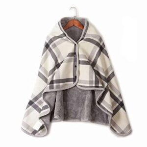 qqxx wearable blanket poncho with buttons, soft flannel wrap shawl, multifunction plaid pattern throw blanket lazy blanket for women (130x80cm(51x31inch), a)