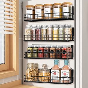 spaclear magnetic spice rack for refrigerator, 4 pack spice rack organizer, super strong magnetic moveable metal kitchen organization, spice rack wall mount seasoning organizer rack, fridge organizer