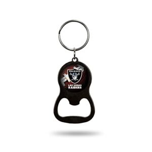 nfl football las vegas raiders black metal keychain - beverage bottle opener with key ring - pocket size