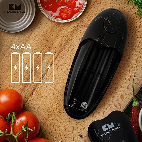 Kitchen Mama Auto 2.0 Electric Can Opener: Upgraded Blade Opens Any Sized Can - Automatic, Hands Free, Smooth Edge, Food-Safe, Handy with Lid Lift, Battery Operated, YES YOU CAN (Marble Black)