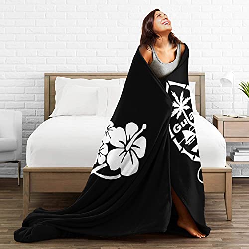 YEGFTSN Guam Flower Hibiscus Decal Throw Blanket Ultra-Soft Cozy Lightweight Micro Sherpa Plush Fleece Blanket for Bed Soft Couch Living Room,All Season 50"x40"