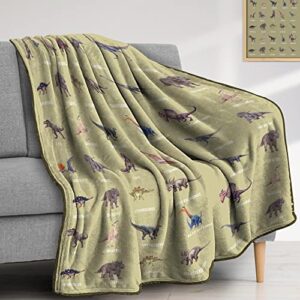dinosaur blanket for boys，jurassic world adults dino blanket，soft cozy warm throw fleece blanket for couch sofa bed (dinosaurs, 80" l x 60" w)