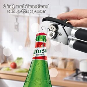Safring Can Opener Manual, Handheld Strong Heavy Duty Stainless Steel Can Opener, Comfortable Handle, Sharp Blade Smooth Edge, Can Openers with Multifunctional Bottle Opener