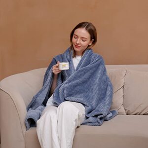 U UQUI Soft Blue Full Size Blanket Anti-Static Fleece Blanket Lightweight Warm Bed Blanket Fuzzy Cozy Decorative Blankets for Couch Travel Sofa All Seasons Suitable for Women, Men and Kids, 70"x78"