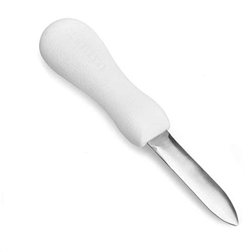 Zsirue Oyster Shucking Knife, 2.75" New Haven Style Oyster Shucker Clam Knife with Non-Slip Poly Handle, Seafood Opener Seafood Tools (White)