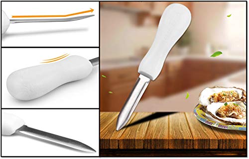 Zsirue Oyster Shucking Knife, 2.75" New Haven Style Oyster Shucker Clam Knife with Non-Slip Poly Handle, Seafood Opener Seafood Tools (White)