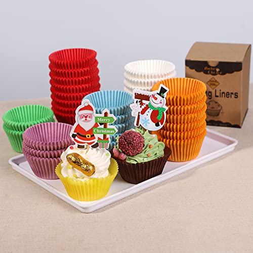 [9 Colors Available] 200pcs Standard Natural cupcake liners for baking,food grade cupcake wrappers,non-stick, greaseproof parchment muffin liners,by Bake Choice