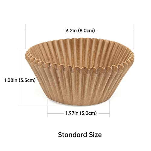 [9 Colors Available] 200pcs Standard Natural cupcake liners for baking,food grade cupcake wrappers,non-stick, greaseproof parchment muffin liners,by Bake Choice