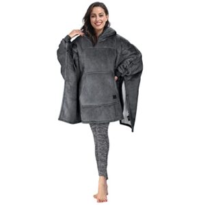 tirrinia oversized hoodie blanket batwing sleeve sweatshirt cozy sherpa huge wearable blankets gift for adults women teenagers wife girlfriend grey