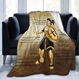 cqgwzf armor of god gifts blanket christian gifts throw blanket religous gifts bed blanket lightweight cozy plush blanket for bedroom living rooms sofa couch(60x50in)