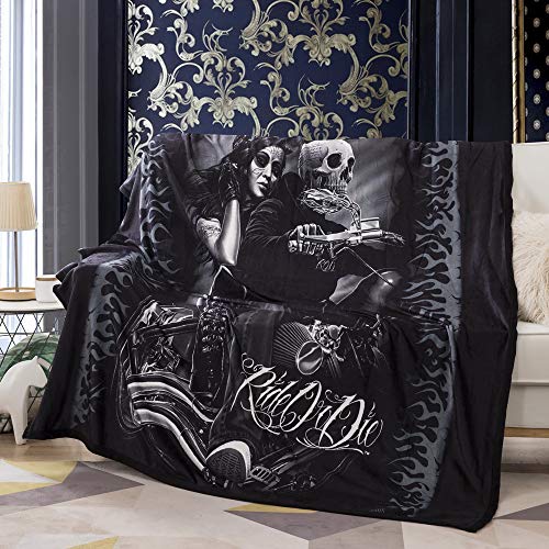 Vanson Ride or Die Motorcycle Biker Lovers Luxury Royal Plush Blanket, Soft Blanket Throw (Style 1)