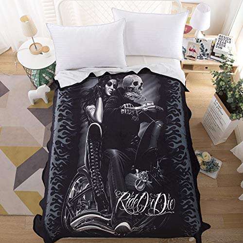 Vanson Ride or Die Motorcycle Biker Lovers Luxury Royal Plush Blanket, Soft Blanket Throw (Style 1)