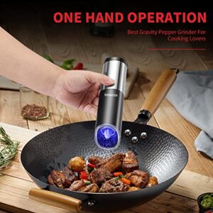 Kochnors USB Rechargeable Pepper Grinder, Gravity Electric Pepper Grinder with 6 Level Adjustable Coarseness, One Handed Operated Salt and Pepper Grinder for Kitchen, Restaurant and BBQ