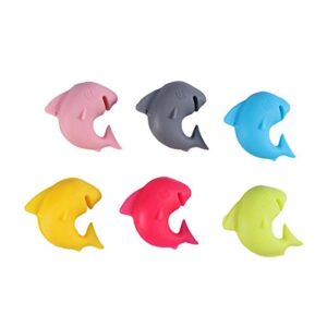 bestonzon 12 pcs silicone glass charms reusable drink markers mini shark wine glass identifiers