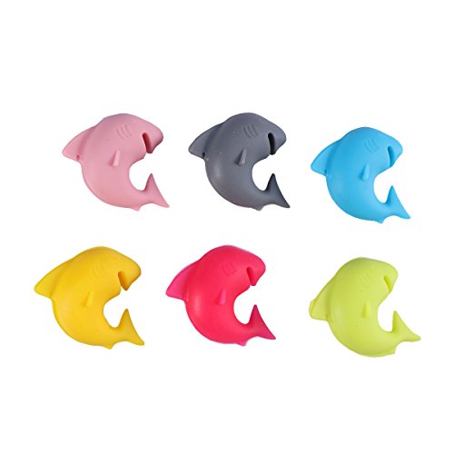 BESTONZON 12 Pcs Silicone Glass Charms Reusable Drink Markers Mini Shark Wine Glass Identifiers