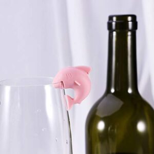 BESTONZON 12 Pcs Silicone Glass Charms Reusable Drink Markers Mini Shark Wine Glass Identifiers