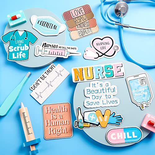 12 Pieces Nurse Refrigerator Magnets Nursing Magnetic Stickers Nursing Stickers Funny Nursing School Essentials Medical Nursing Student Stickers Magnetic Nurse Decal for Refrigerator Laptops Locker