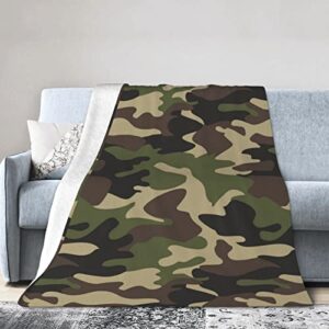 Perinsto Military Camouflage Throw Blanket Ultra Soft Warm All Season Green Camo Decorative Fleece Blankets for Bed Chair Car Sofa Couch Bedroom 50"X40"