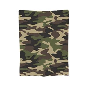 Perinsto Military Camouflage Throw Blanket Ultra Soft Warm All Season Green Camo Decorative Fleece Blankets for Bed Chair Car Sofa Couch Bedroom 50"X40"