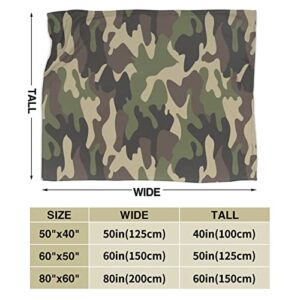 Perinsto Military Camouflage Throw Blanket Ultra Soft Warm All Season Green Camo Decorative Fleece Blankets for Bed Chair Car Sofa Couch Bedroom 50"X40"