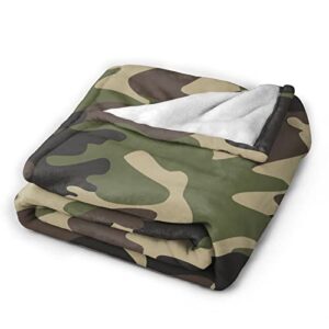 Perinsto Military Camouflage Throw Blanket Ultra Soft Warm All Season Green Camo Decorative Fleece Blankets for Bed Chair Car Sofa Couch Bedroom 50"X40"