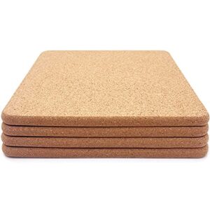 cork trivet, 4 pcs high density thick square cork trivets for hot dishes, 8 inch heat resistant multifunctional cork coaster, cork hot pads for table & countertop
