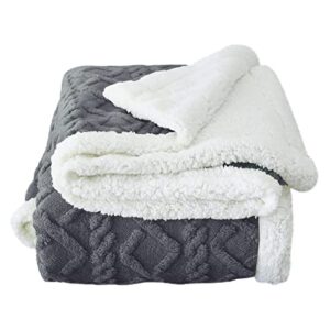 toyletgo sherpa throw blanket dark grey soft and cozy gray diamond patterned fuzzy blanket size 60x80 for bedroom and sofa,machine washable