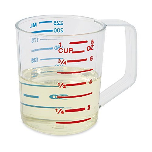 Rubbermaid Commercial Products Bouncer Clear Measuring Cup, 1-Cup, Clear, Strong Food Grade, for use with -40-degree F to 212-degree F, Easy Read for Liquid/Dry Ingredients while Cooking