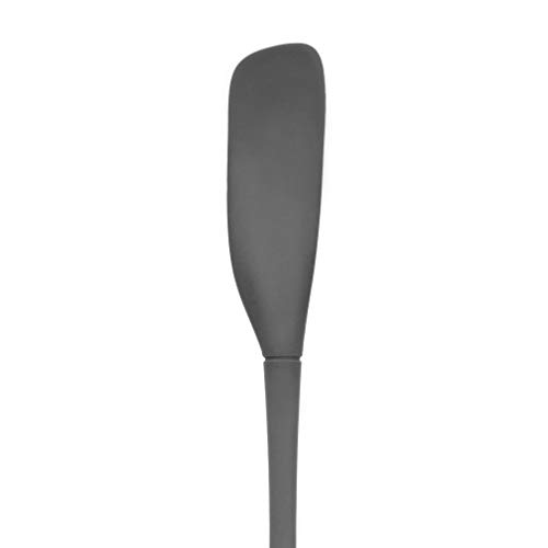 Tovolo Flex-Core All-Silicone Long-Handled Jar Scraper Spatula, Angled Turner Head, Kitchen Tool With Flat Back & Curved Front for Scooping & Scraping, Charcoal