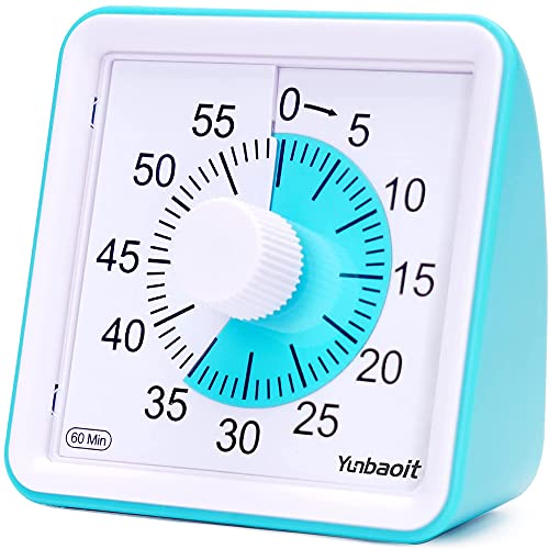 Yunbaoit Visual Analog Timer,Silent Countdown Clock, Time Management Tool for Kids and Adults (LightBlue)