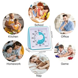 Yunbaoit Visual Analog Timer,Silent Countdown Clock, Time Management Tool for Kids and Adults (LightBlue)