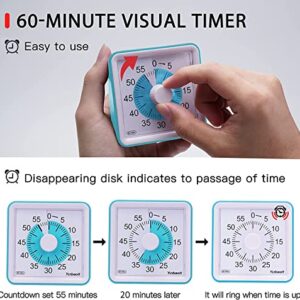 Yunbaoit Visual Analog Timer,Silent Countdown Clock, Time Management Tool for Kids and Adults (LightBlue)