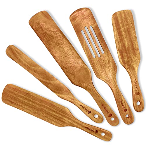 Spurtles Kitchen Tools As Seen On TV, 5 PCS Wooden Spurtle Set, Spurtles Kitchen Tools Wooden for Cooking in Nonstick Cookware, for Salad Mixing, Serving, Spreading, Stirring & Folding