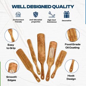 Spurtles Kitchen Tools As Seen On TV, 5 PCS Wooden Spurtle Set, Spurtles Kitchen Tools Wooden for Cooking in Nonstick Cookware, for Salad Mixing, Serving, Spreading, Stirring & Folding