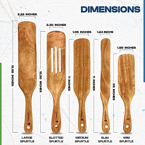 Spurtles Kitchen Tools As Seen On TV, 5 PCS Wooden Spurtle Set, Spurtles Kitchen Tools Wooden for Cooking in Nonstick Cookware, for Salad Mixing, Serving, Spreading, Stirring & Folding