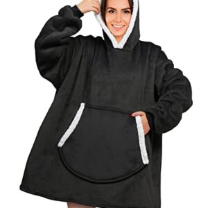 Wearable Blanket Super Warm and Cozy Fleece Sweatshirt Giant Blanket Hoodie for Women and Men, Large Front Pocket