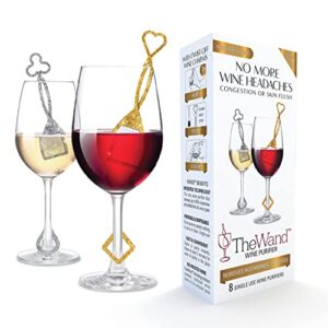 purewine silver & gold wand technology histamine and sulfite filter, purifier reduces wine allergies, stir stick aerates wine - pack of 8