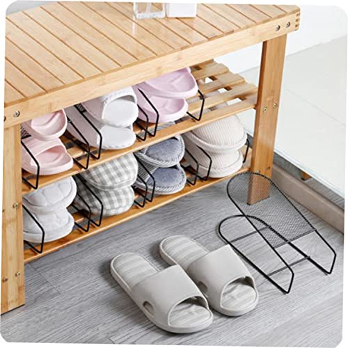 Zerodeko 2pcs with Shoes Creative Shoe Integrated Organizer Adjustable Slots Iron Space Saverblack Double-Layer Rack