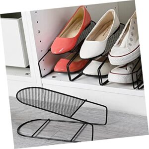 Zerodeko 2pcs with Shoes Creative Shoe Integrated Organizer Adjustable Slots Iron Space Saverblack Double-Layer Rack