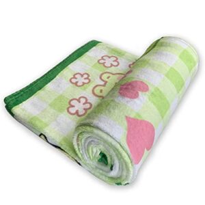 Frog Blanket Cute Print Flannel Throw Gift for Childs Teens Adults Super Soft Snuggle Breathable Foldable Bed Sofa Couch Novelty Unisex 100x130 Green 40x50