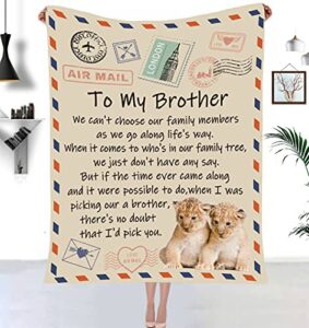 bnitoam best gift to my brother flannel letter printed air mail handmade super soft cozy decorative throw blanket for bed sofa birthday home car travel (to my brother, 50''x60'')
