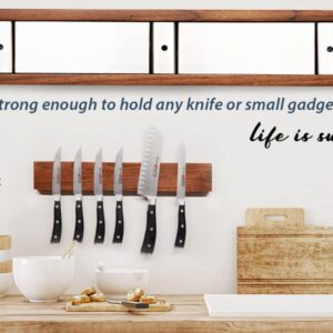 Durable Magnetic Knife Holder For Wall- 16 Inch Genuine Walnut Wood Knife Magnetic Strip With Ultra Strong Magnetic Block For Secure Storage- Kitchen Wall Knife Bar Organizer Rack- Easy Installation